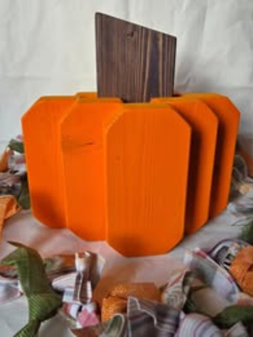 Handmade Orange Wooden Pumpkin | Farmhouse Fall Halloween Tabletop Decor